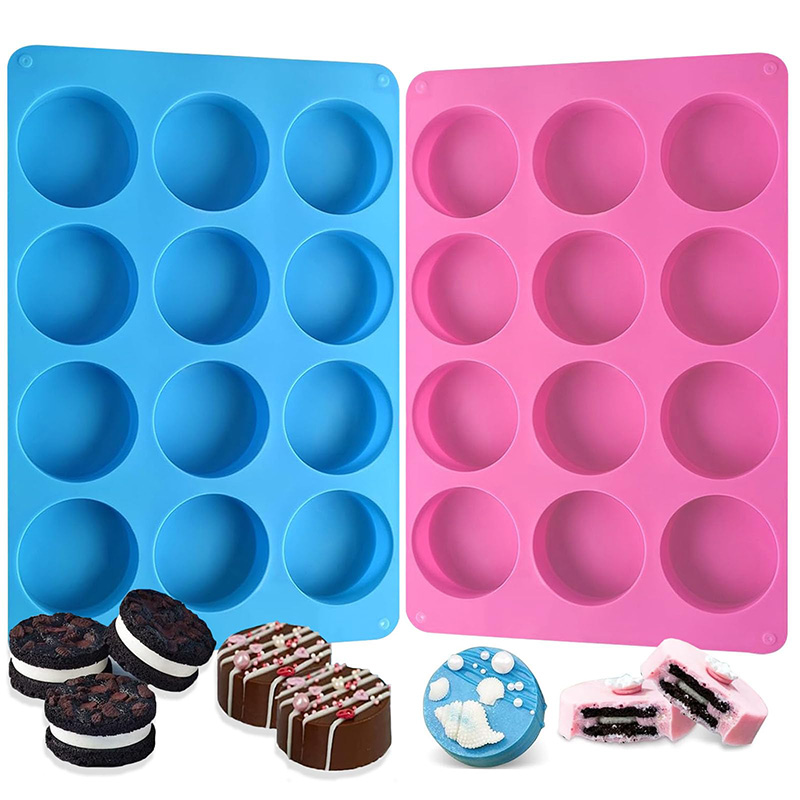Soap Making Gloves - Round Silicone Molds 12-Cavity Cylinder Chocolate