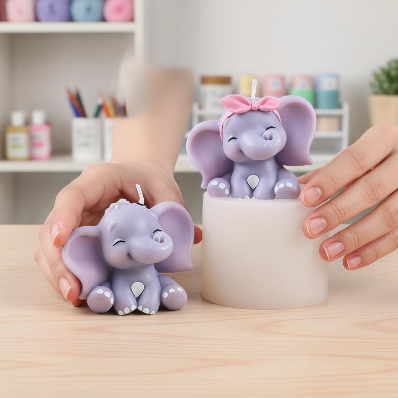 Soap Making Gloves - Cute 3D Elephant Silicone Candle Mold