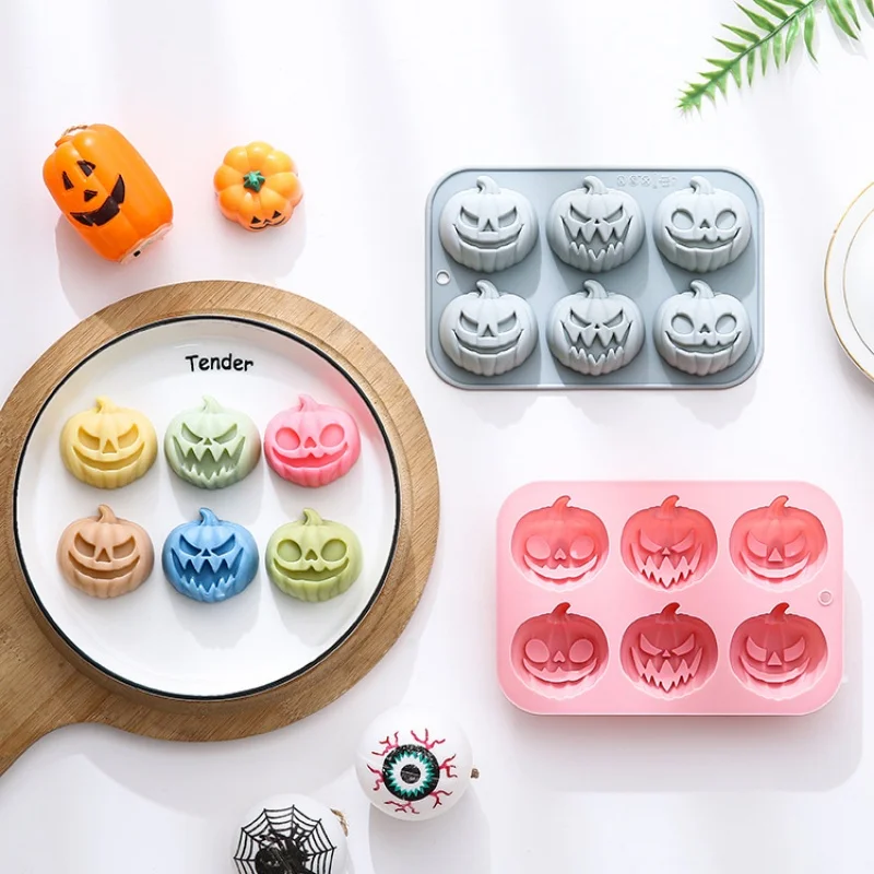 Soap Making Gloves - 6-in-3 Pumpkin Shaped Silicone Mold Halloween