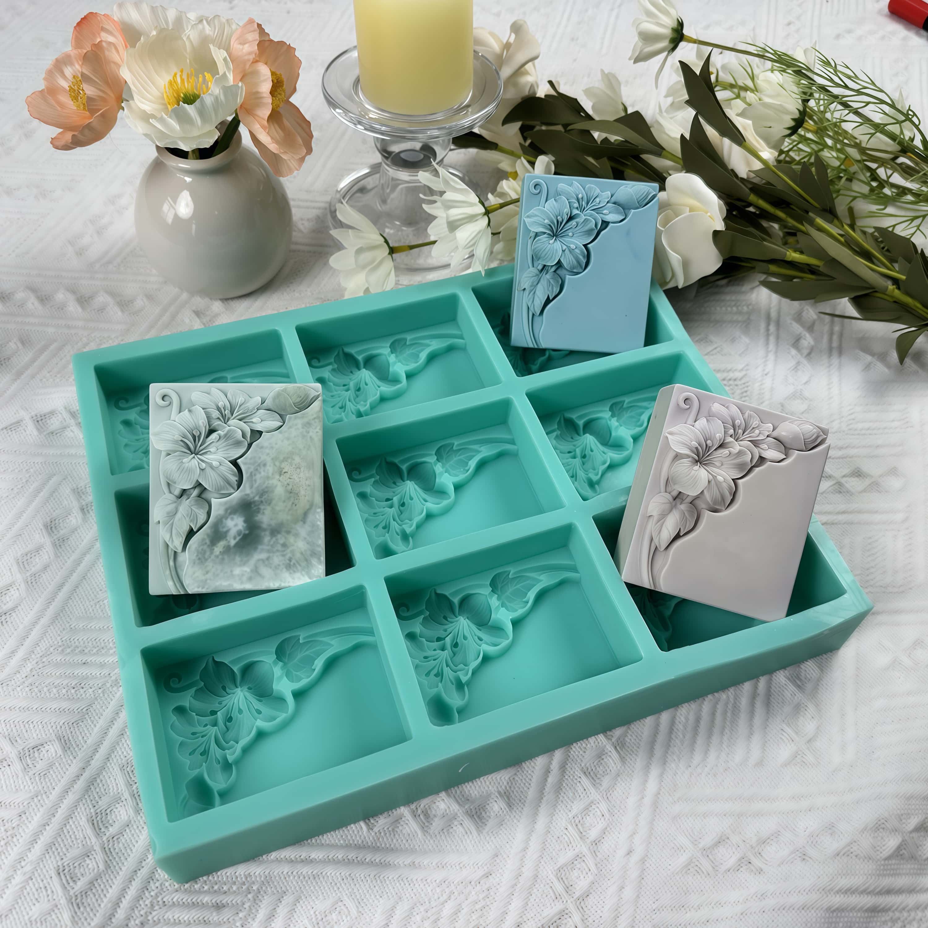 9 Cavities Tung Flower Soap Mo - Soap Making Gloves review and price