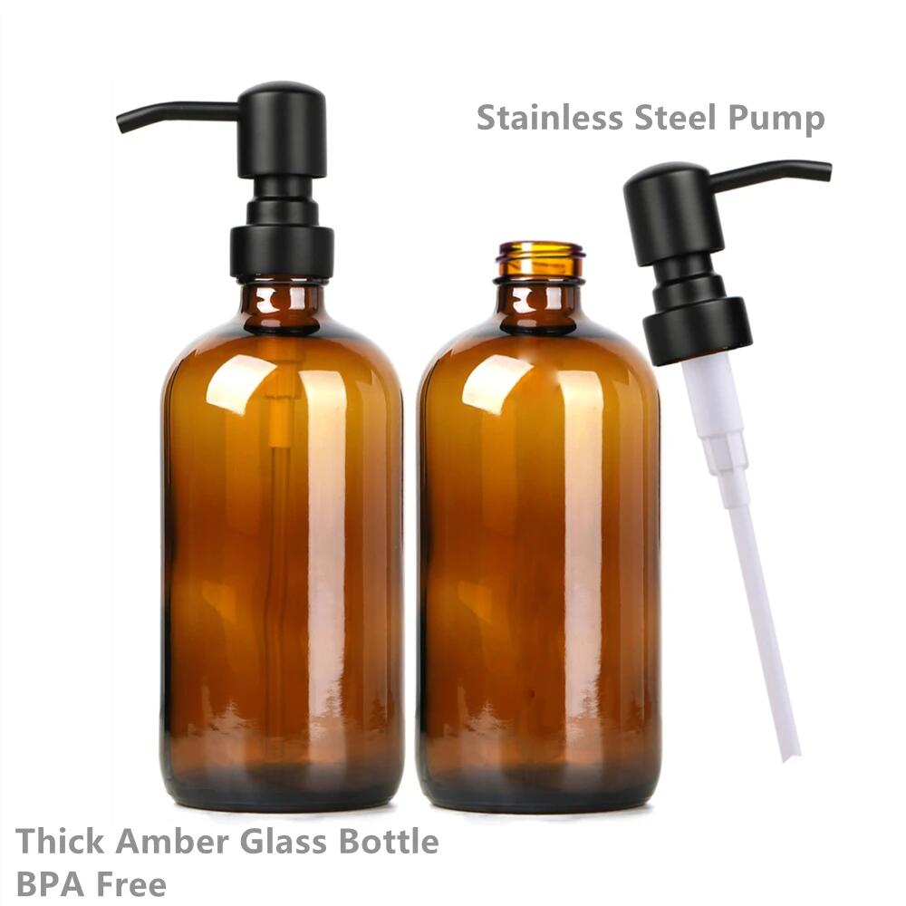 Amber Glass Soap Dispenser wit - Soap Making Pot review and price